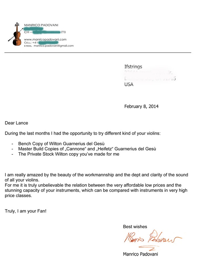Email from Manrico Padovani