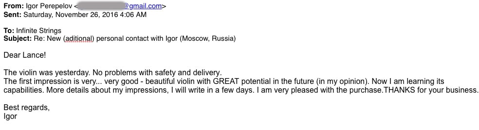 Email from Igor