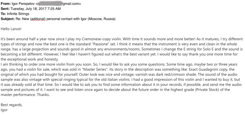 Email from Igor