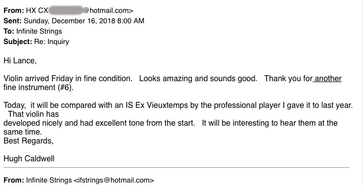 Email from Hugh Caldwell