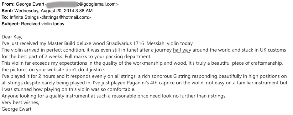 Email from George Ewart